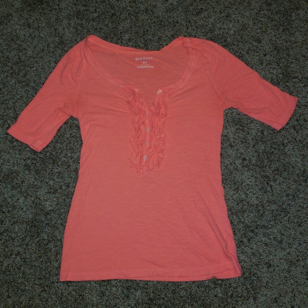Women's Coral Ruffle Henley